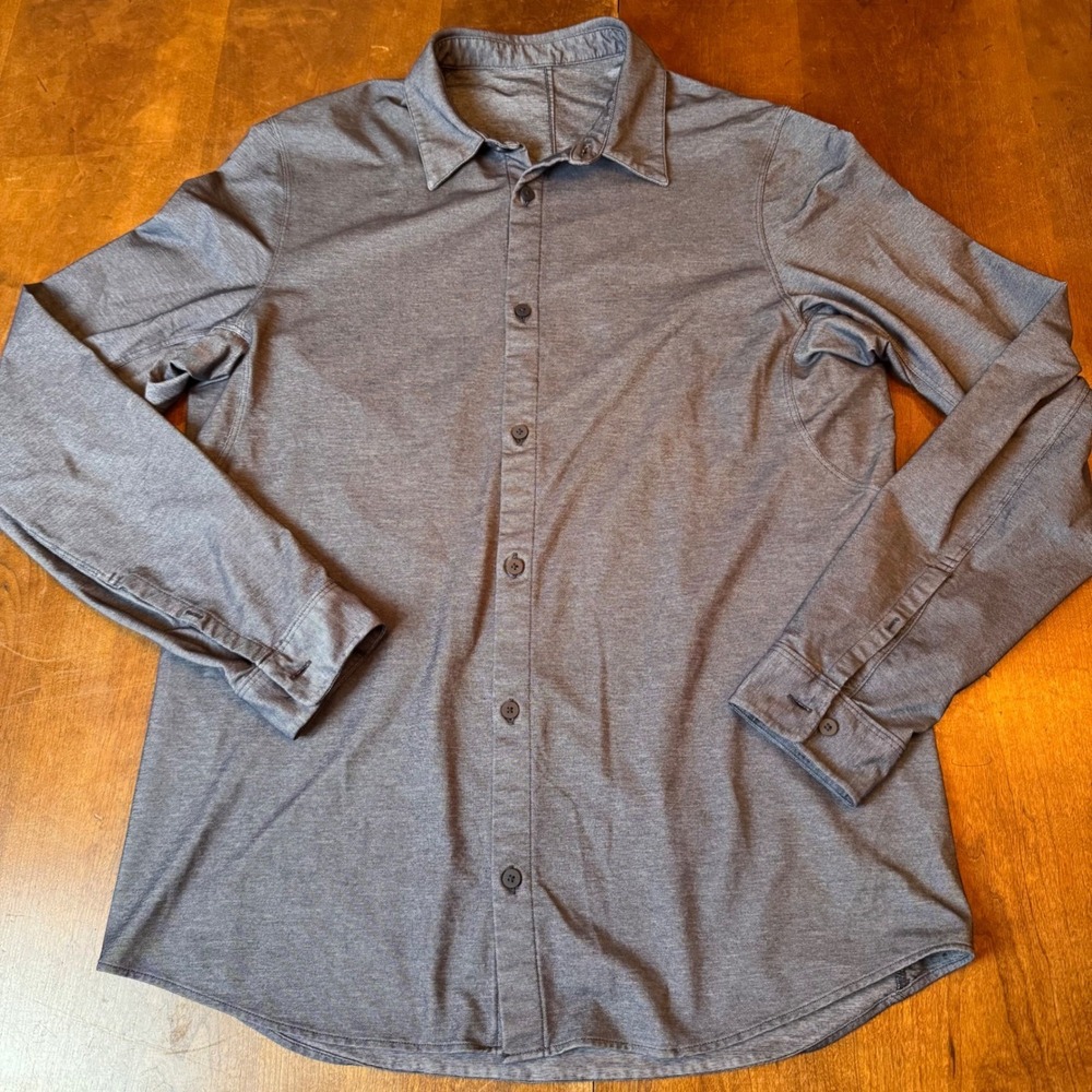 Lululemon Button Down Mens Medium? Gray Commission Long Sleeve Performance Shirt